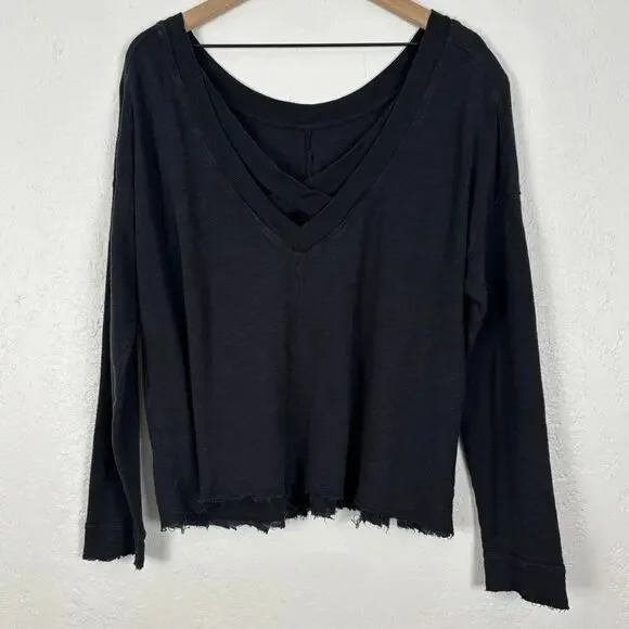 Daily Practice Anthropologie Black Dreamer Cross-Back Pullover Size Small - Picture 4 of 6